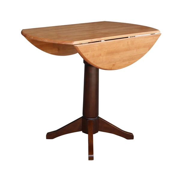 Cinnamon and Espresso 36-Inch High Round Dual Drop Leaf Pedestal Table, image 4