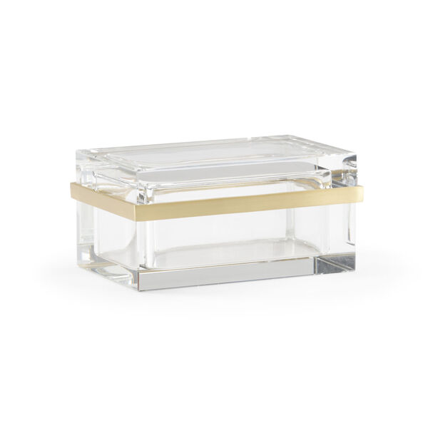 Brass and Clear Rectangular Crystal Jewel Box, image 1