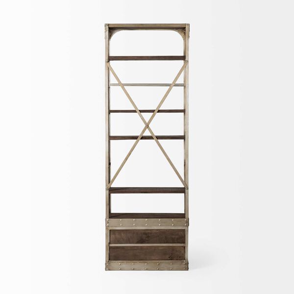 Brodie V Light Brown and Nickel Shelving Unit, image 4