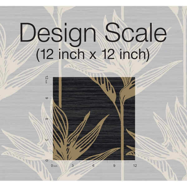 Tropics Black Gold Bird of Paradise Pre Pasted Wallpaper - SAMPLE SWATCH ONLY, image 6
