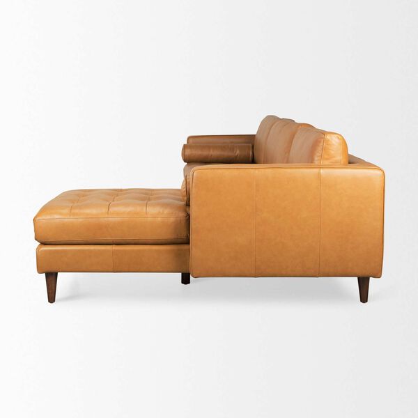 Svend Tan Leather Right Chaise Sectional Sofa, image 4