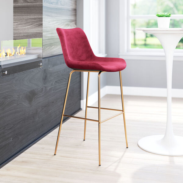 Tony Red and Gold Bar Stool, image 2