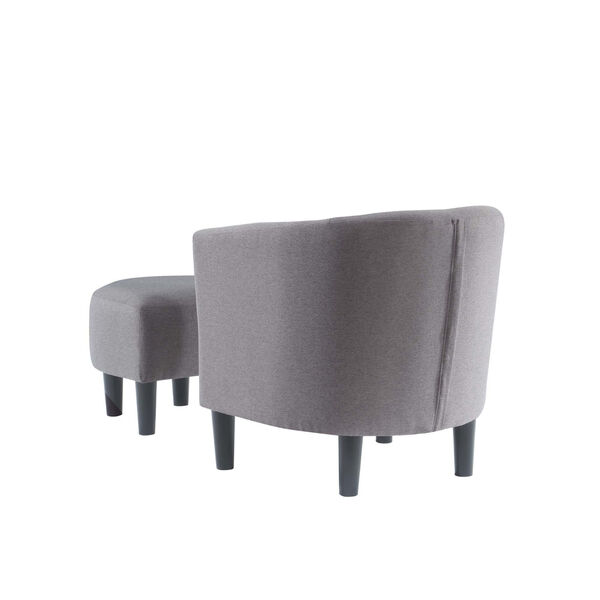 Take a Seat Cement Gray Linen Churchill Accent Chair with Ottoman, image 6