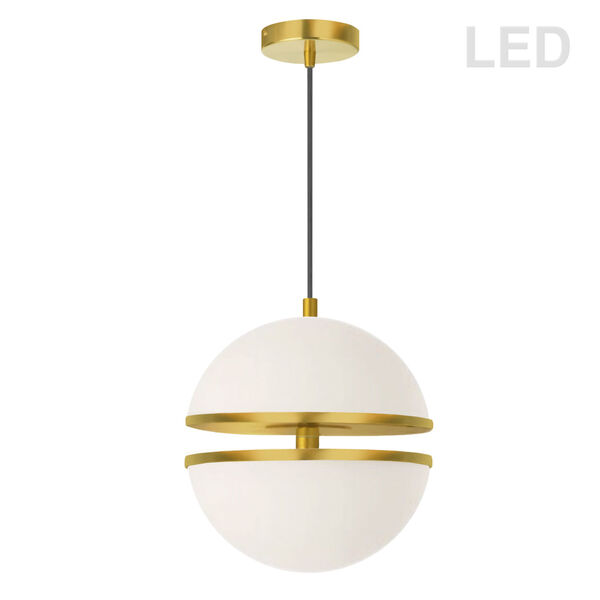 Atomic Aged Brass and White Two-Light LED Globe Pendant, image 1