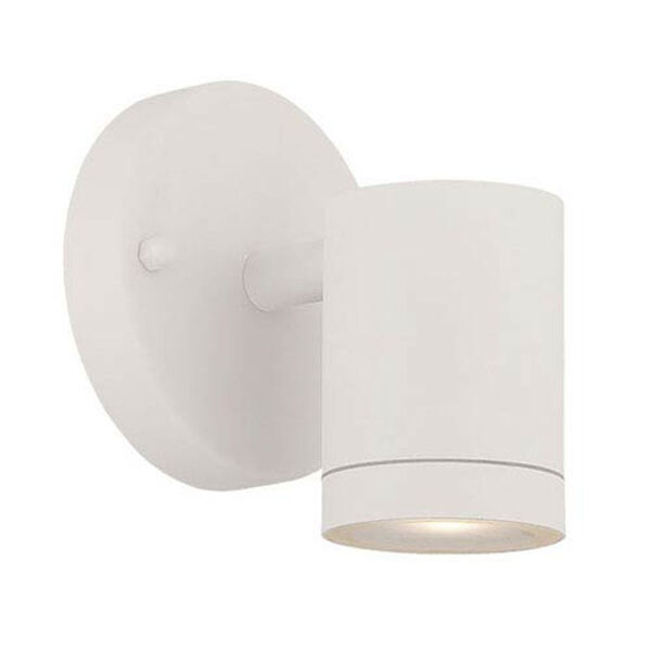 Textured White One-Light LED Outdoor Cylinder Wall Mount with Clear Glass, image 1