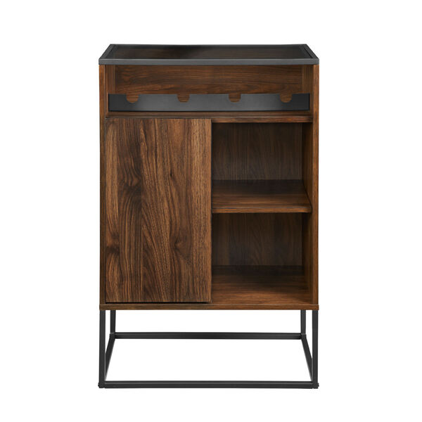 William Dark Walnut and Black Bar Cabinet with Glass Top, image 1