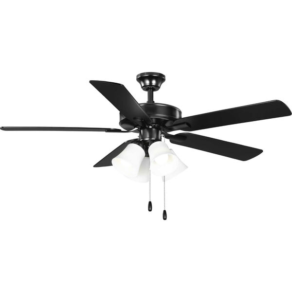 AirPro Builder Matte Black Four-Light LED 52-Inch  Ceiling Fan with Frosted Glass Light Kit, image 1