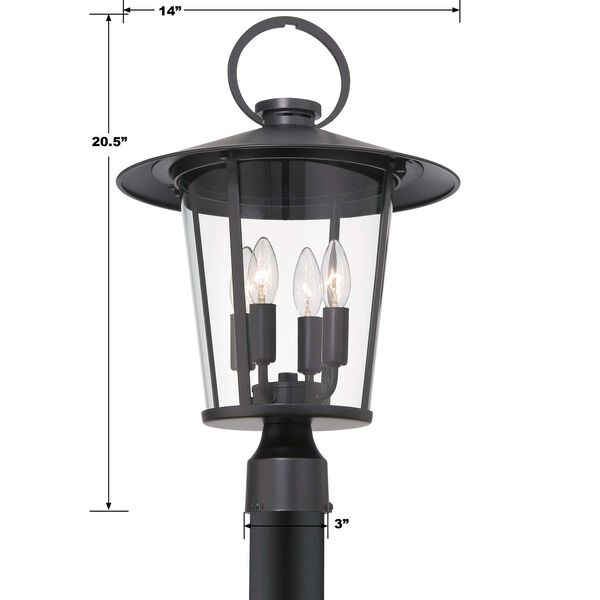 Andover Matte Black Four-Light Outdoor Lantern Post, image 3