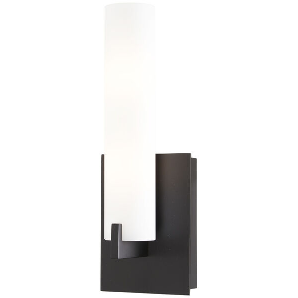 Coal and White Two-Light Bath Sconce with Etched Opal Glass, image 1