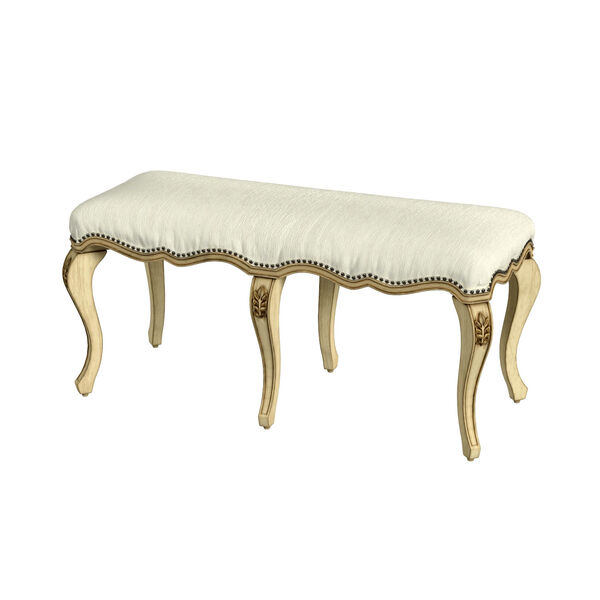 Michelline Antique Beige and Ivory Upholstered Bench, image 1