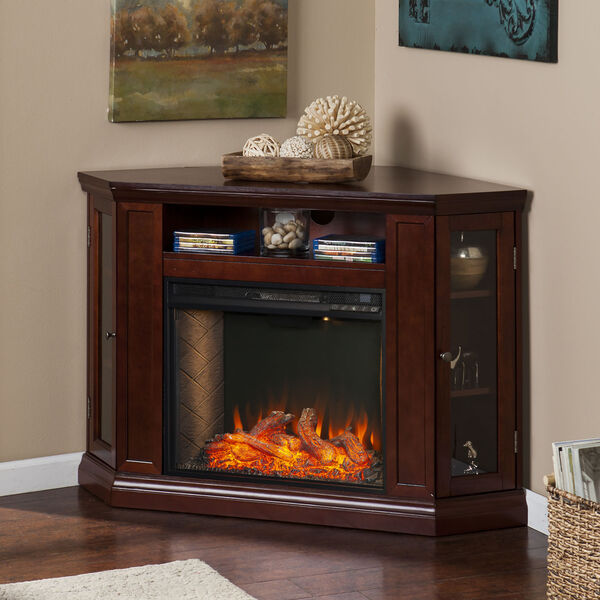 Claremont Cherry Smart Electric Fireplace with Storage, image 4