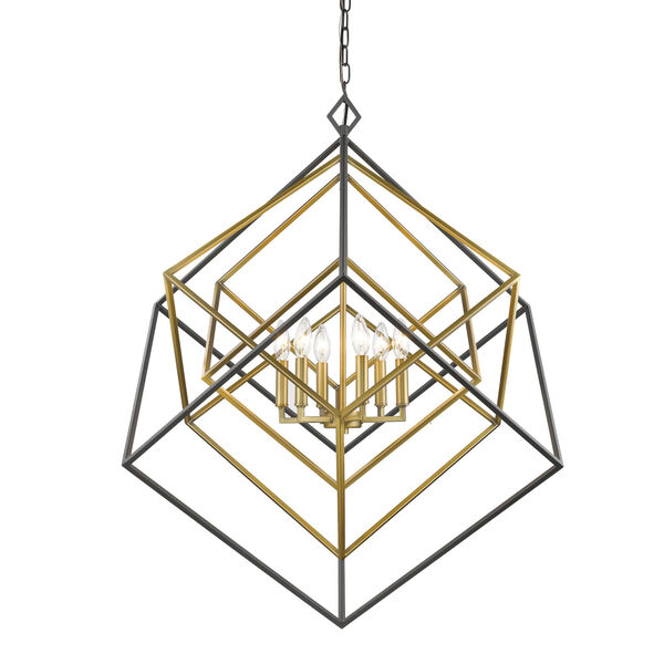 Euclid Olde Brass and Bronze Six-Light Chandelier, image 1