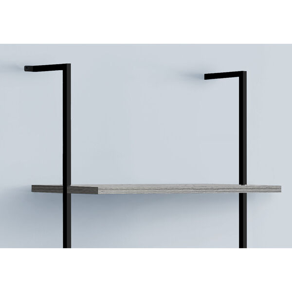 Grey and Black Ladder Bookcase with Five Shelves, image 3