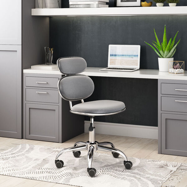 Iris Gray and Silver Office Chair, image 2