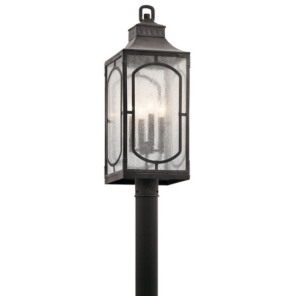 Bay Village Weathered Zinc 10-Inch Four-Light Outdoor Post Lantern, image 1