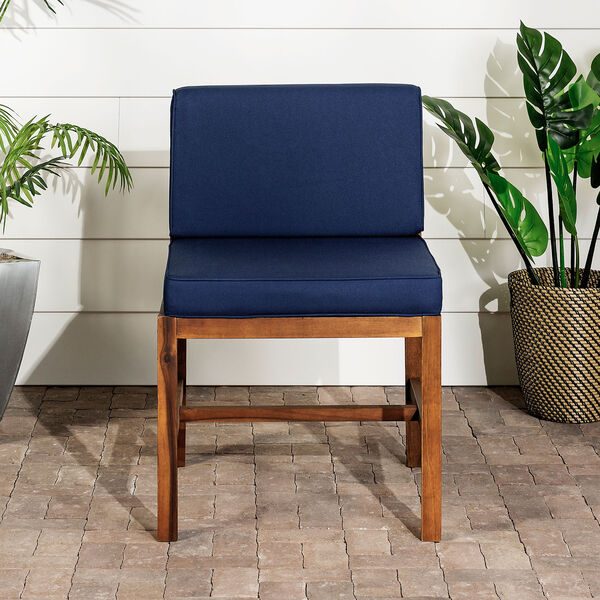 Sanibel Dark Brown and Navy Blue Patio Side Chair, image 7