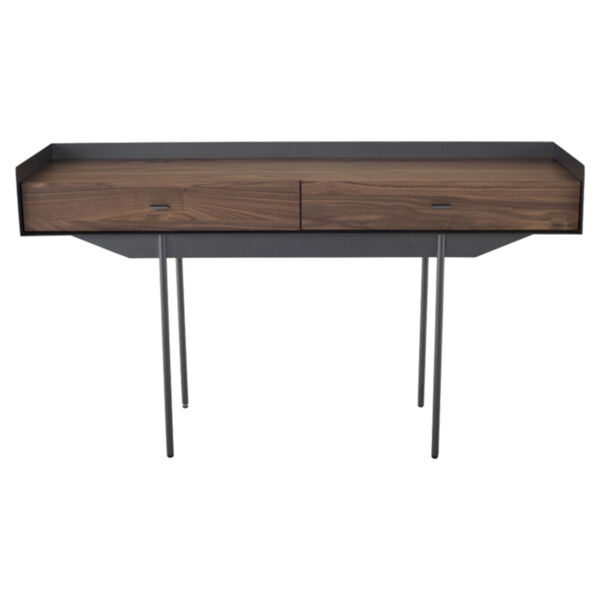 Egon Walnut and Bronze Console Table, image 2