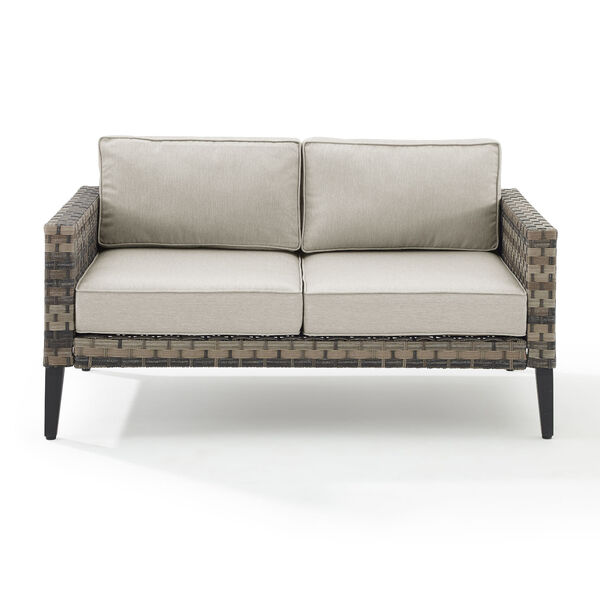 Prescott Taupe and Brown Outdoor Wicker Loveseat, image 3