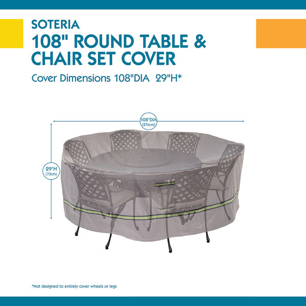 Soteria Grey RainProof 108 In. Round Patio Table with Chairs Cover, image 3