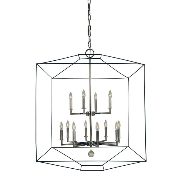 Isabella Polished Nickel with Matte Black Accents 30-Inch 12-Light Chandelier, image 1