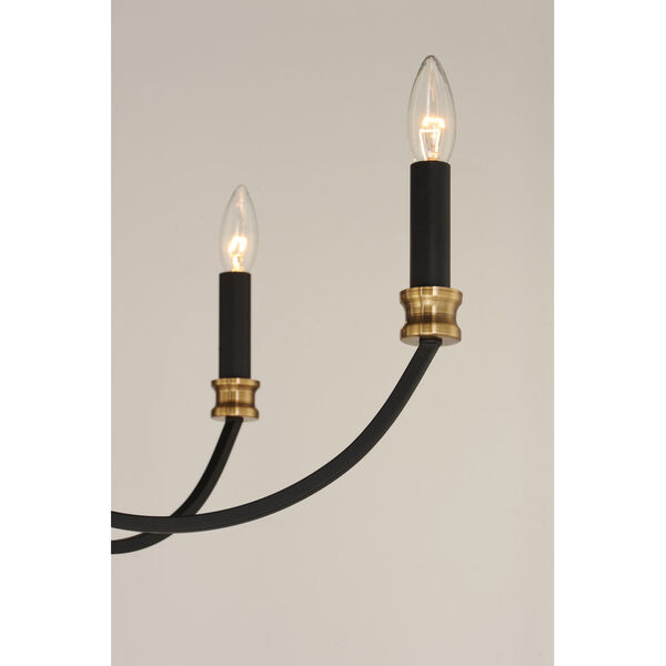 Charlton Black and Antique Brass Nine-Light LED Chandelier, image 5