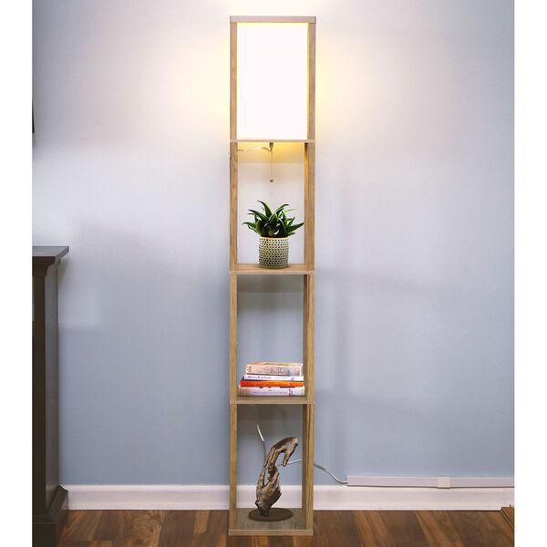 Maxwell Rustic Wood LED Floor Lamp with Shelf, image 4