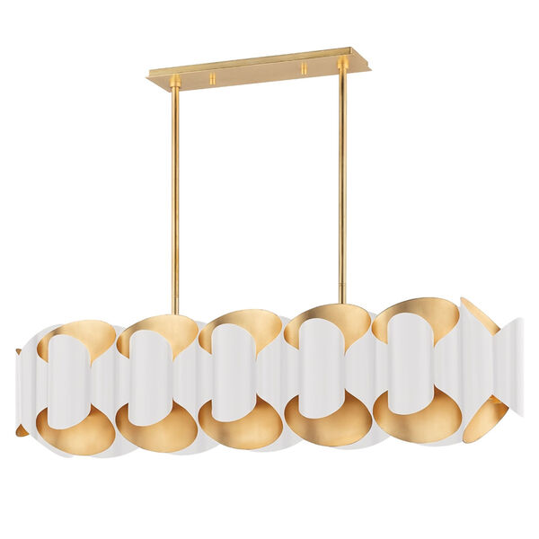 Banks Gold and White 12-Light Pendant, image 1