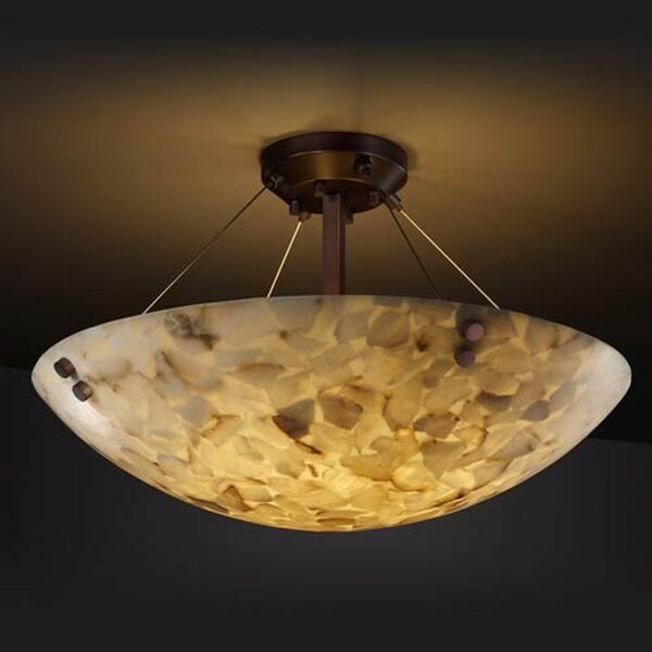 Alabaster Rocks! 21-Inch Semi-Flush Bowl Pendant with Pair Cylindrical Finials, image 1