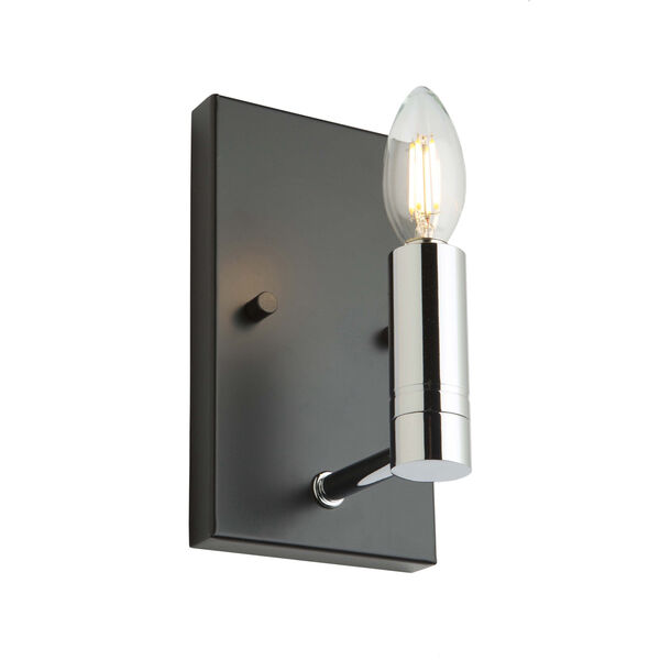 Carlton Matte Black and Polished Nickel One-Light Wall Sconce, image 1