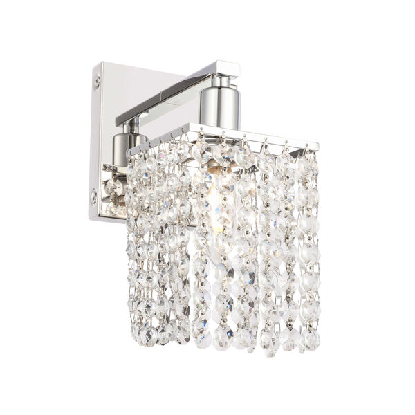Phineas Chrome Five-Inch One-Light Bath Vanity with Clear Crystals, image 4