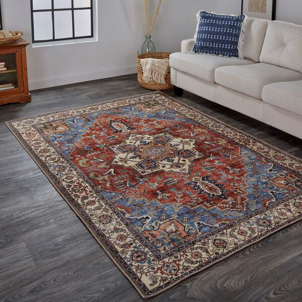 Percy Blue Red Ivory Area Rug, image 3
