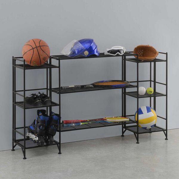 Xtra Storage Three-Tier Folding Metal Shelves with Set of Three Deluxe Extension Shelves, image 2