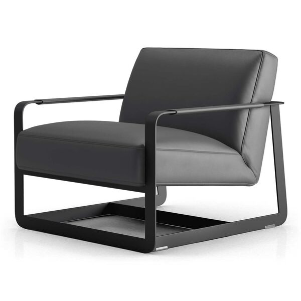 Sava Graphite Leather Lounge Chair, image 2