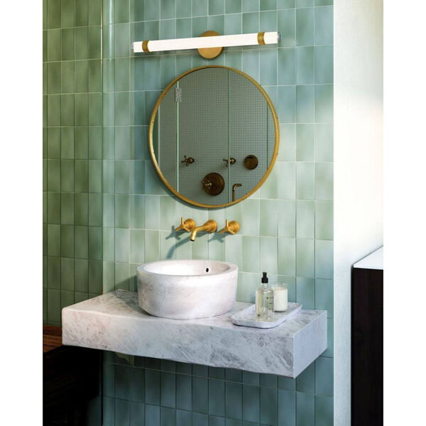 Madison Vintage Brass 30-Inch LED Bath Vanity with Glossy Opal Glass, image 2