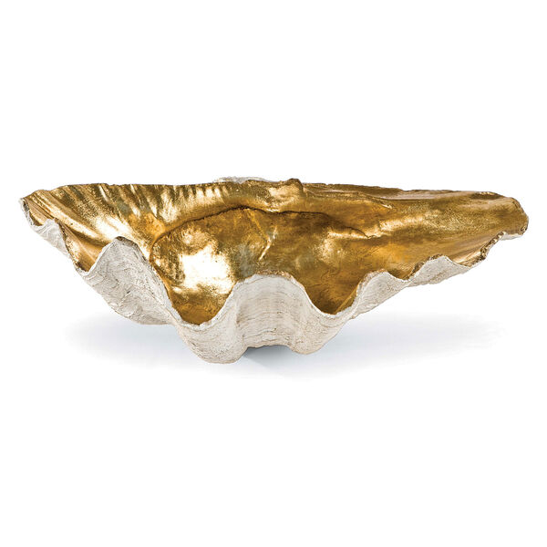 New South Gold Leaf 14-Inch Clam Bowl, image 1