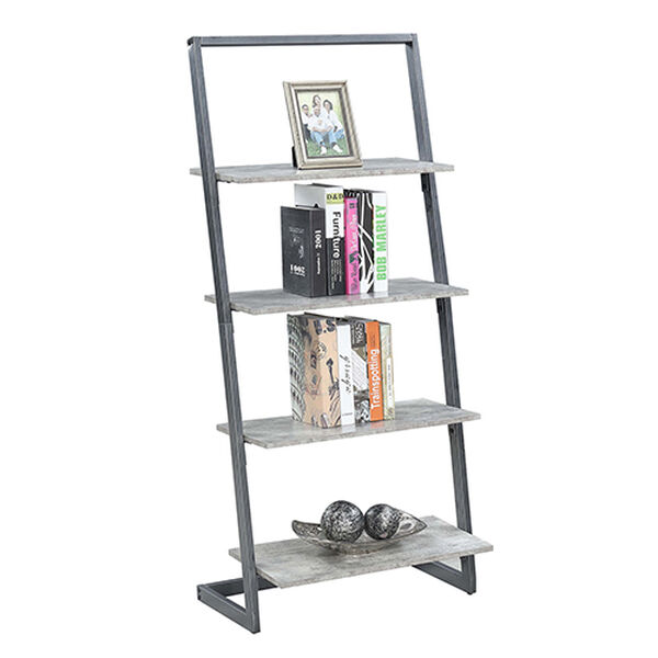Graystone Slate Gray Four Tier Ladder Bookshelf, image 2