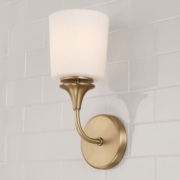 Presley Aged Brass One-Light Sconce with Soft White Glass, image 3
