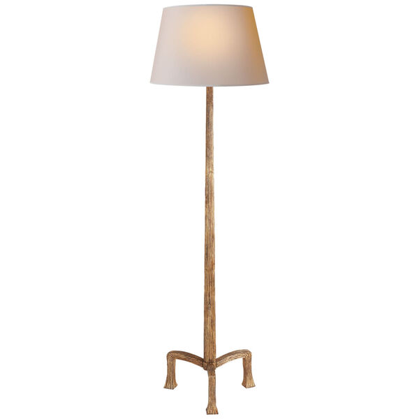 Strie Floor Lamp in Gilded Iron with Natural Paper Shade by Chapman and Myers, image 1