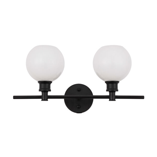 Collier Black Two-Light Bath Vanity with Frosted White Glass, image 3