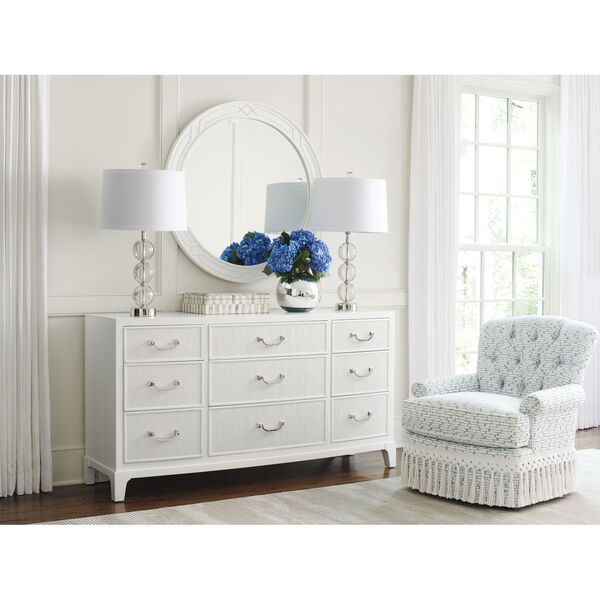 Lexington Avondale Linen White Silver, White And Silver Dresser Nightstand