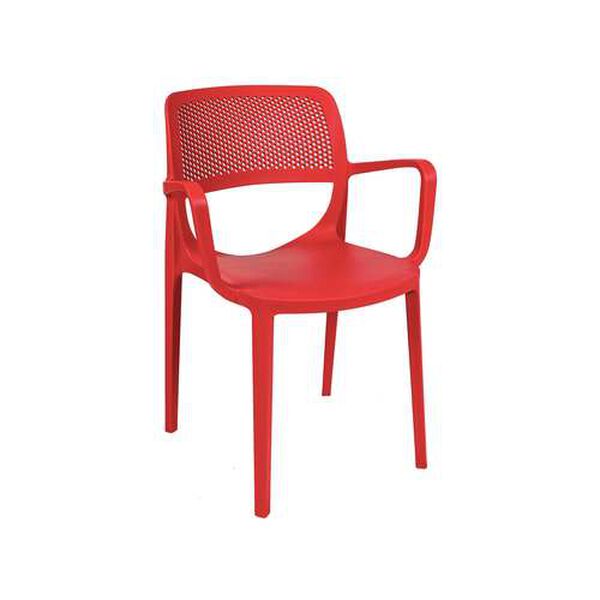 Mila Red Outdoor Stackable Armchair, Set of Four, image 2