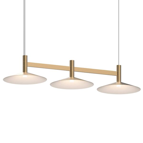 Systema Staccato Antique Brass Three-Light LED Linear Pendant with Cone Shades, image 1