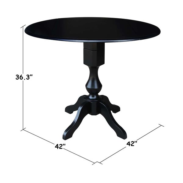 Black 36-Inch High Round Pedestal Dual Drop Leaf Dining Table, image 5