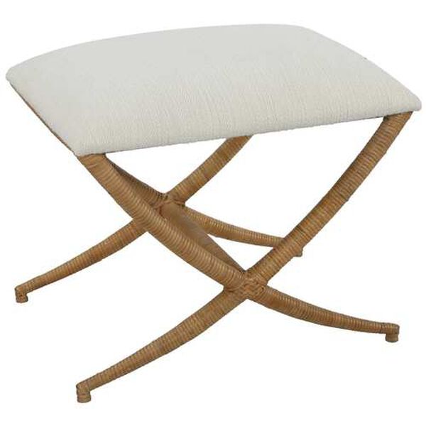 Expedition Natural and White Fabric Small Bench, image 5