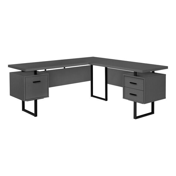 Gray and Black 71-Inch L-Shaped Computer Desk, image 1