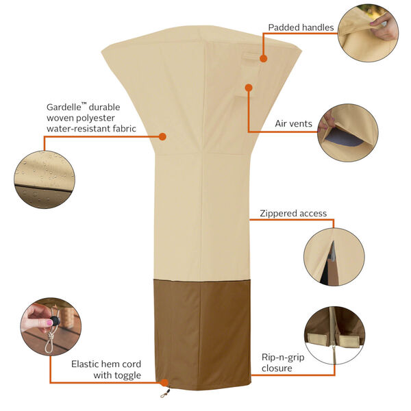 Ash Beige and Brown Stand-Up Patio Heater Cover, image 2