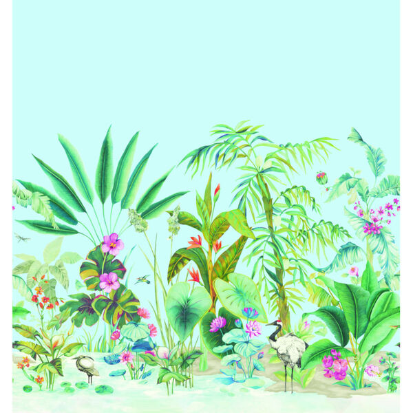 Mural Resource Library Blue Tropical Panoramic Wallpaper, image 2