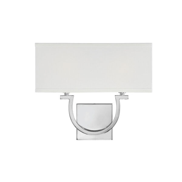 Rhodes Polished Nickel and White Two-Light Wall Sconce, image 1