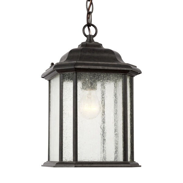 Kent Oxford Bronze One-Light Outdoor Pendant with Clear Seeded Shade, image 2