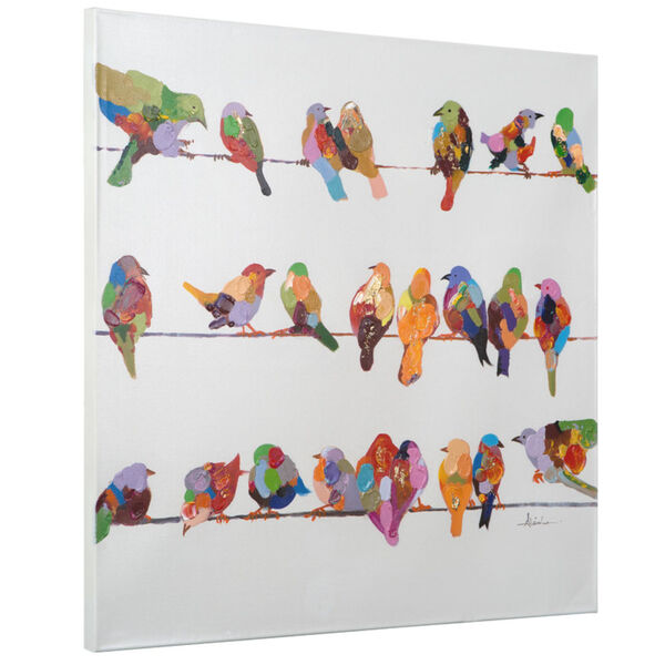 Birds on a Wire II: 36 x 36 Hand Painted Canvas Wall Art, image 2